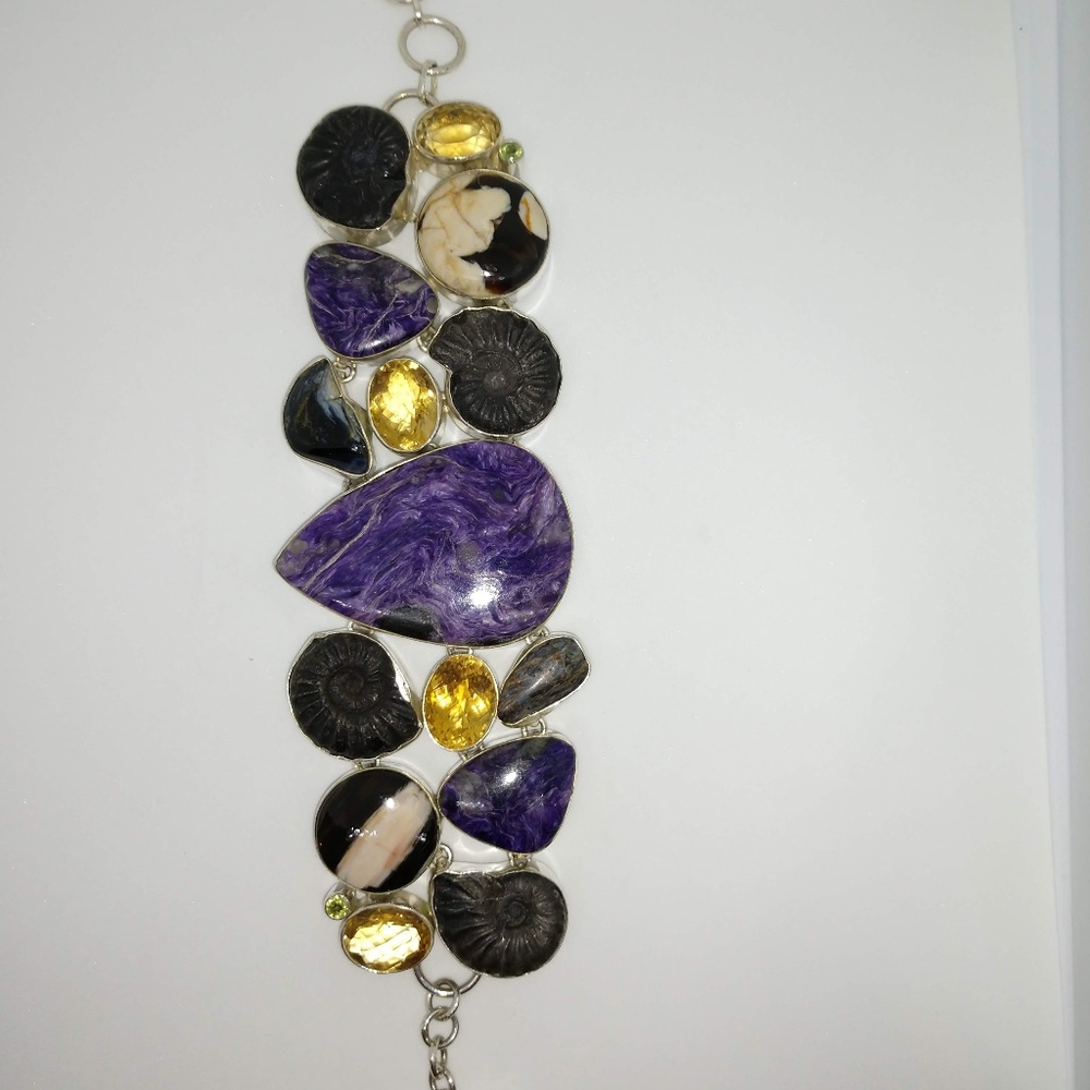 Charoite Multi-Stone Sterling Bracelet